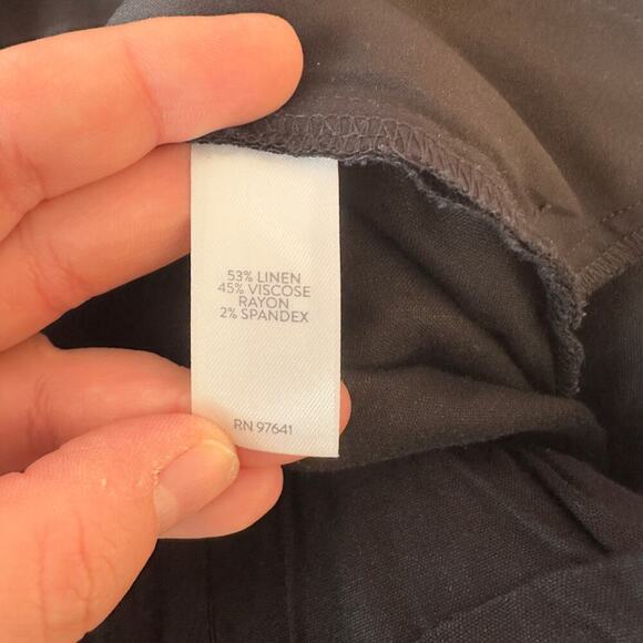 J. Jill Linen Stretch Tie Waist Crop Pants Size M Black Minimalist Casual Comfy - Picture 6 of 6